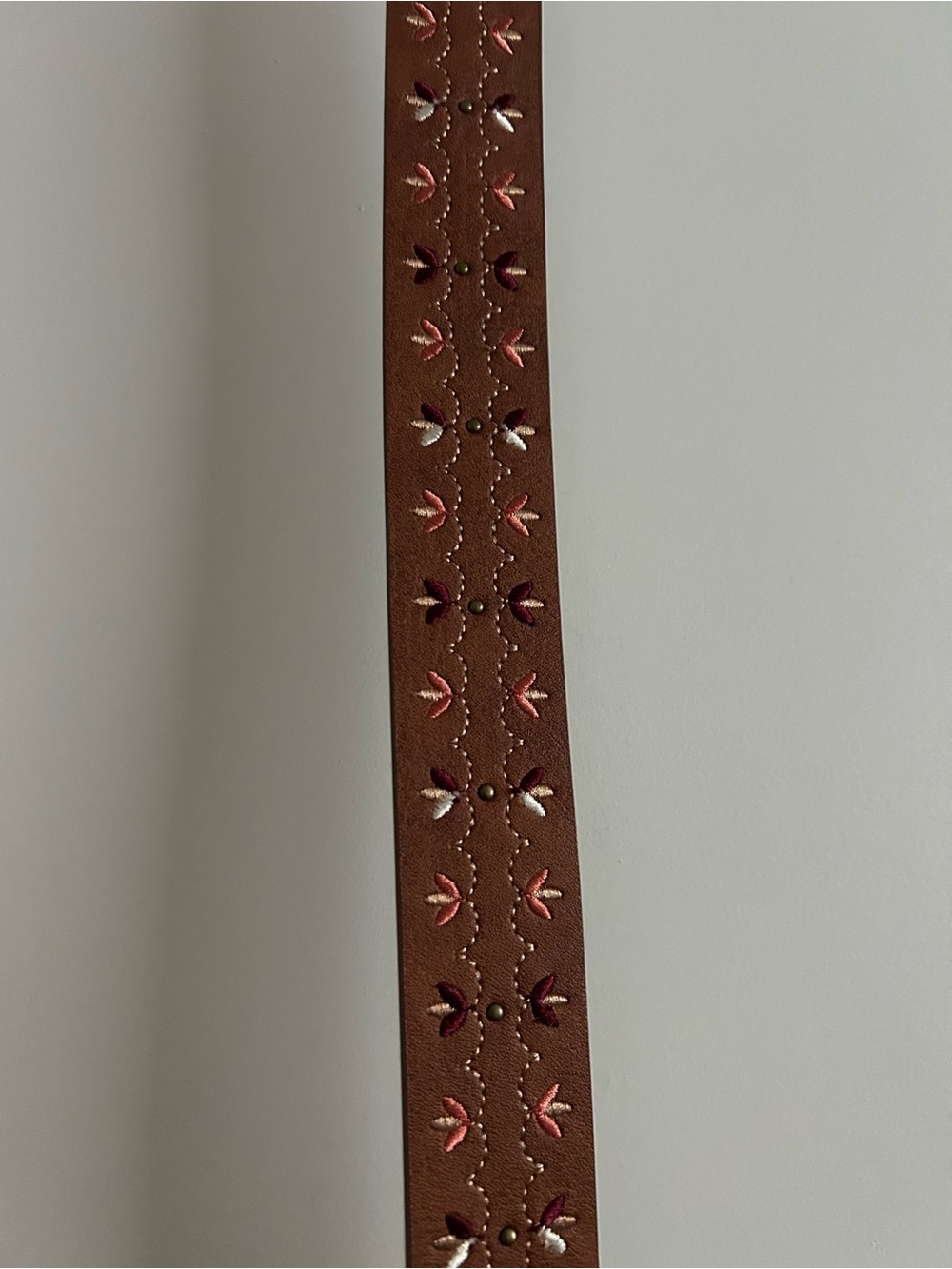 Leather Floral Embroidered Brown Women’s Belt
